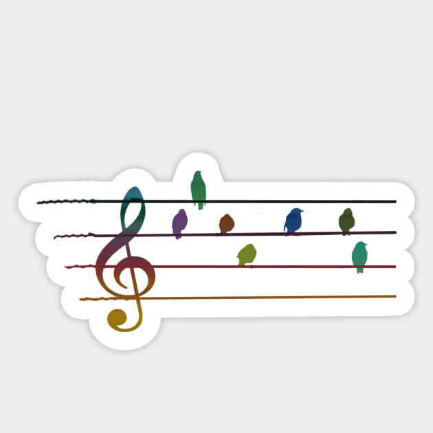 Colorful musical birds on power line Sticker by Quentin1984